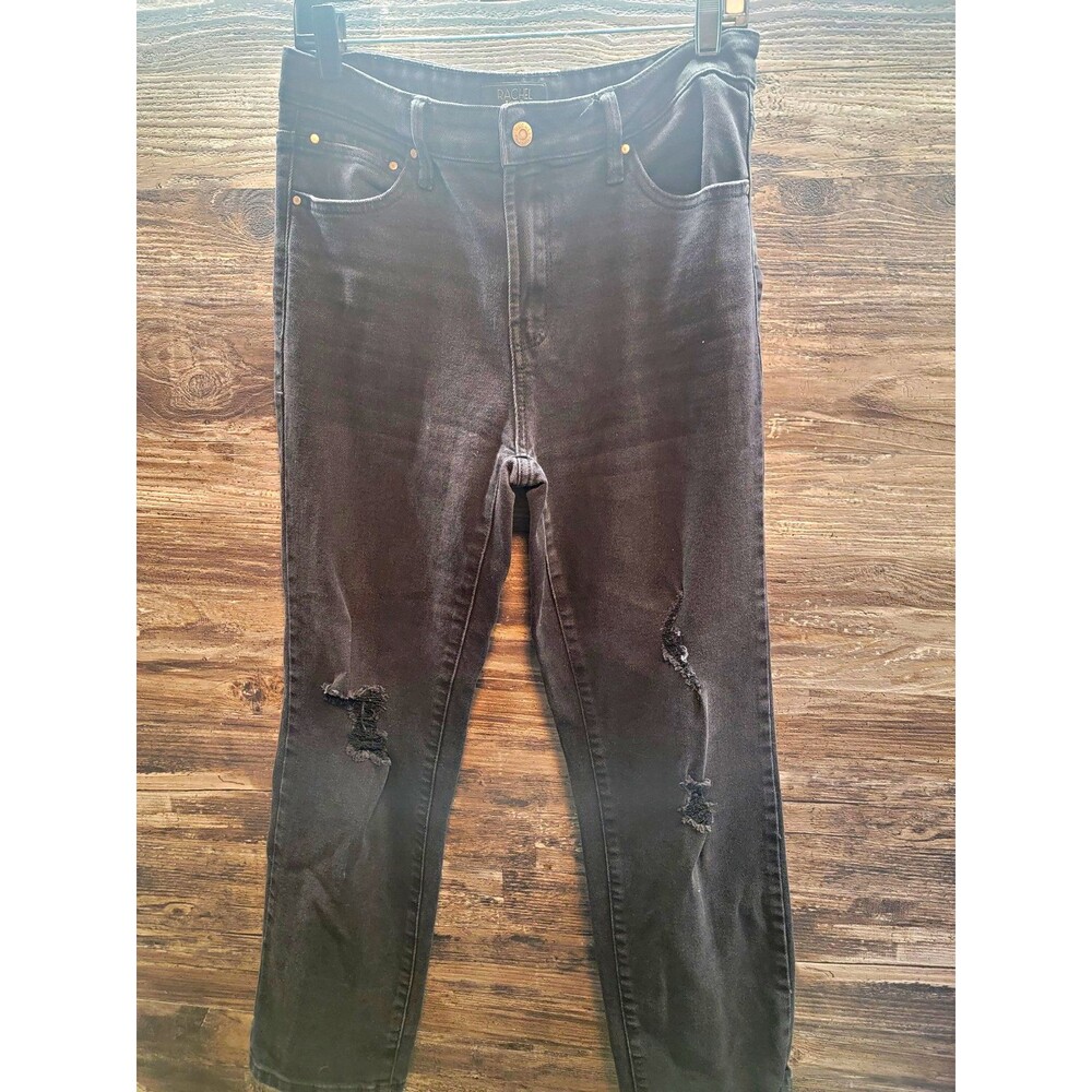 Rachel Roy Womens Black High Rise Distressed Stretch Skinny Jeans Sz 12 31W